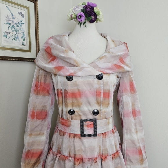 Ibella V Draped Collar Ruffle Pea Coat - Picture 2 of 16